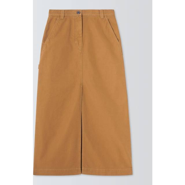 Weekend Max Mara Womens Earth Split-hem Mid-rise Denim Midi Skirt 14 - EARTH