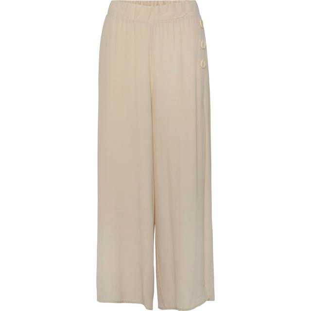 LASCANA High Slit Palazzo Trousers - Sand