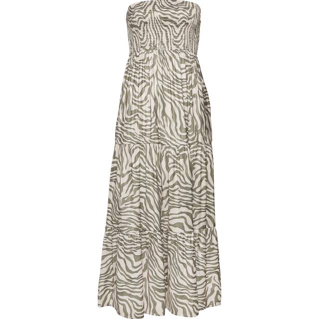 LASCANA Animal Print Bandeau Maxi Dress - Khaki Print