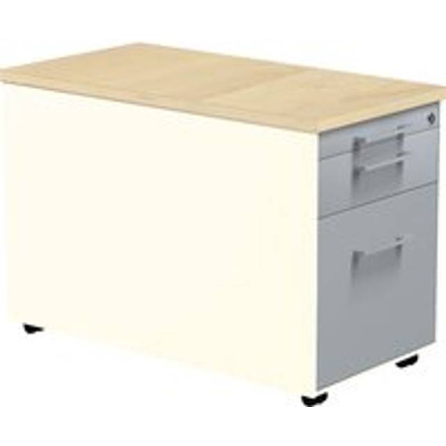 mauser HxD 529 x 800 mm, 1 drawer, 1 suspension file drawer, HxD 529 x 800 mm, 1 drawer, 1 suspension file drawer, pure white / white aluminium / maple - pure white RAL 9010