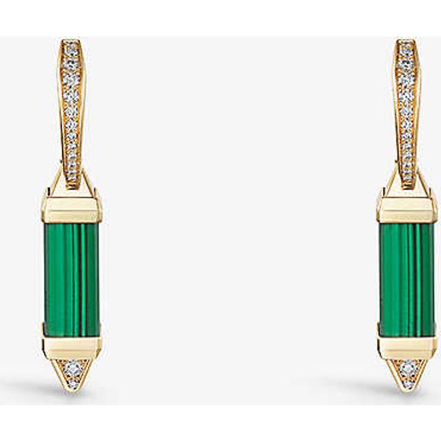 Cartier Womens Yellow Gold Les Berlingots De 18ct Yellow-gold, 0.31ct Diamond and Malachite Drop Earrings 1 Size - YELLOW GOLD