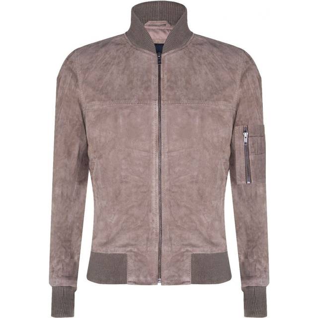 Infinity Leather Mens Suede Trucker Shirt Denim Jacket - Beige - Size Large