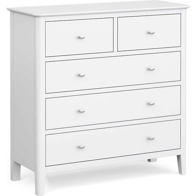 Chester White Scandi 2 Over 3 Chest of Drawers, Solid Wood | Roseland