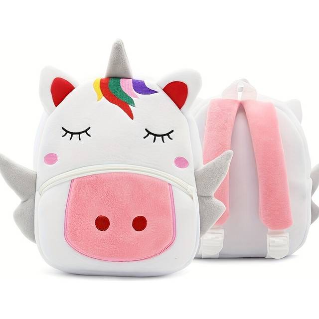 (Unicorn) Cute Plush Animal Toddler Backpack - Lightweight & Foldable Travel Bag for Boys & Girls - Perfect Gift Idea