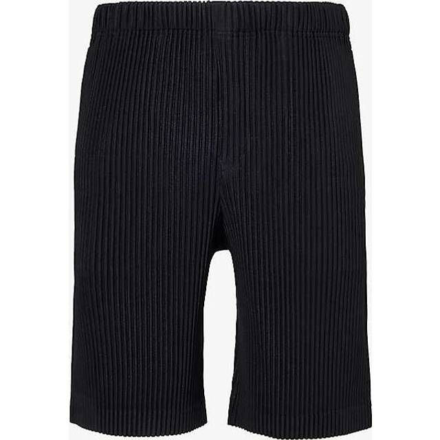 Homme Plisse Issey Miyake Mens Black May Pleated Knitted Shorts S - BLACK