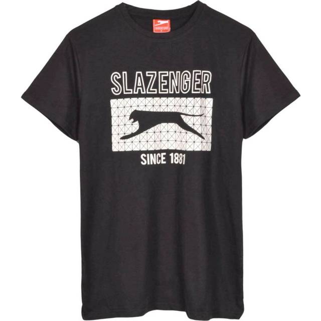 Slazenger Mens Vintage Style Graphic T-Shirt - Black Cotton - Size Small