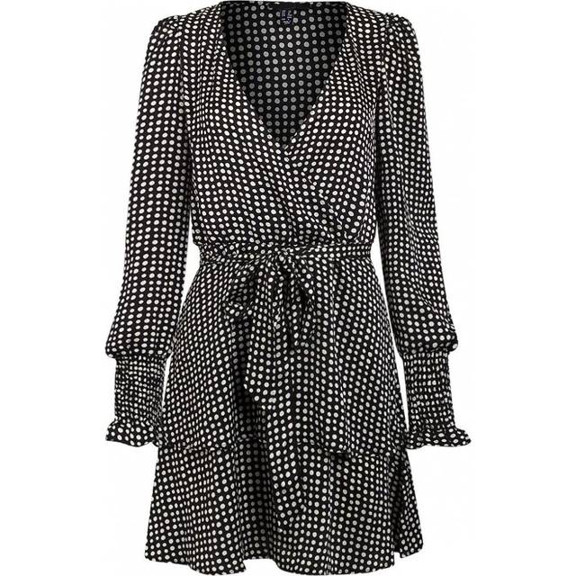 Secret Label Womens Spot Floaty Wrap Dress - Black/White - Size 6 UK