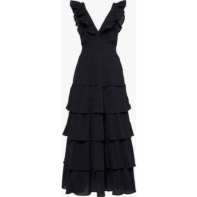 Opal Ruffle Midaxi Dress - Black, 10