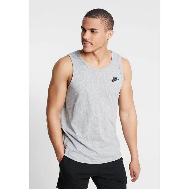 Nike Mens Athletic Gym Casual Vest Tank Top in Grey Cotton - Size Medium
