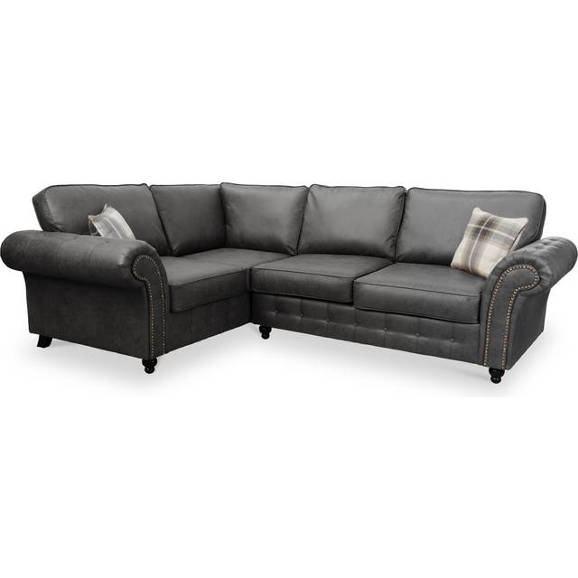 Edward Faux Leather Corner Sofa | Brown Cream Black | Roseland