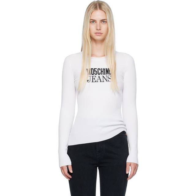 Moschino Jeans White Crewneck Sweater - 3002 Fantasia Bianco - XL