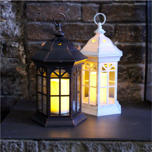 Large Candle Lantern Antique White or Copper Bronze