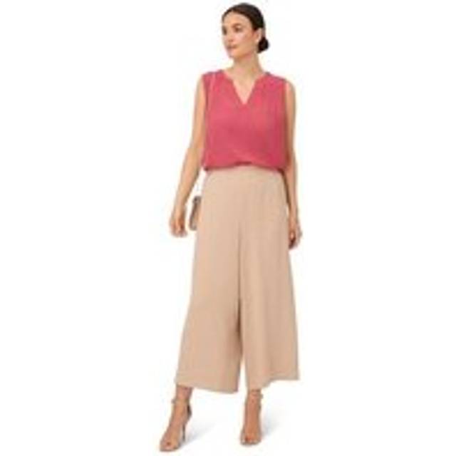Adrianna Papell Textured Satin Pull-On Trousers - Beige
