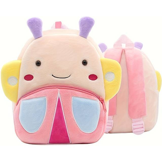 (Butterfly) Cute Plush Animal Toddler Backpack - Lightweight & Foldable Travel Bag for Boys & Girls - Perfect Gift Idea