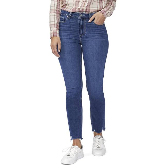 Paige Cindy Alberta W/ Destroyed Hem High Rise Straight Ankle Jean