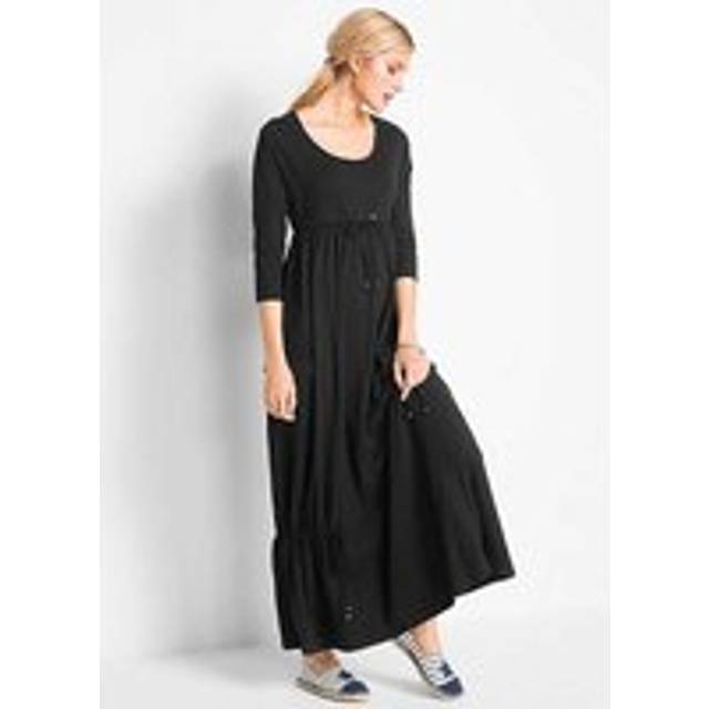 bonprix Drawstring Waist Maxi Dress - Black