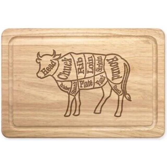 Cuts of beef meat steak cow butchers rectangular wooden chopping board bbq dad
