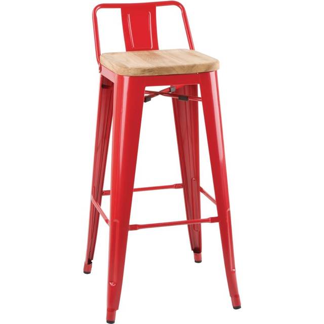 Bolero Bistro Backrest High Stools with Wooden Seat Pad Red (Pack of 4)