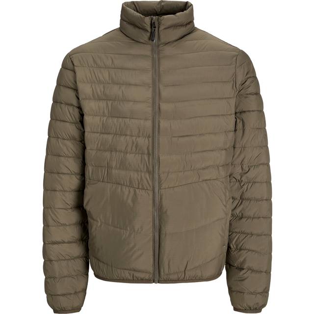 Jack & Jones – Khakifärgad, packbar och vadderad jacka med ståkrage-Grön/a