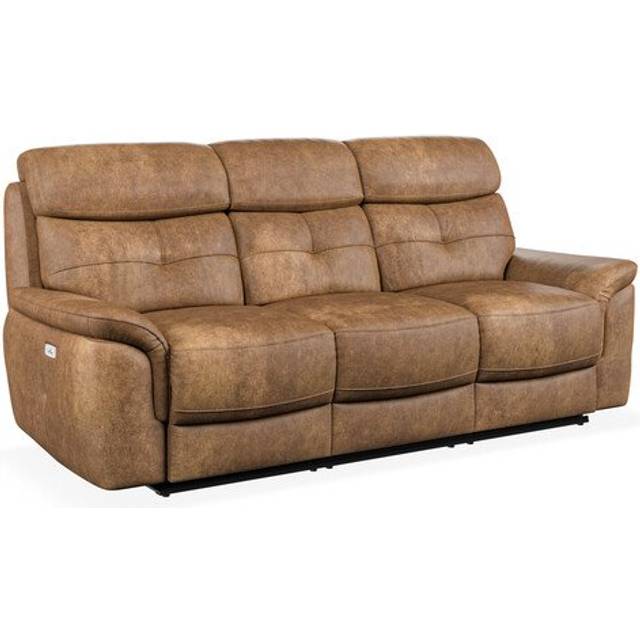 Ranch Brown Fabric Sofas - 3 Seater Electric Recliner Sofa - Iver Range - Oak Furnitureland
