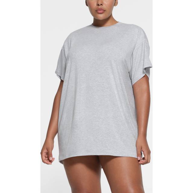 SKIMS Sleep T-Shirt Mini Dress | Grey | XS - Light Heather Grey