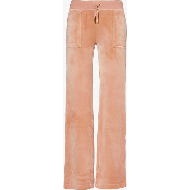 Juicy Couture Womens Cafe Au Lait Del Ray Straight-leg Mid-rise Velour Trousers Xxs - CAFE AU LAIT