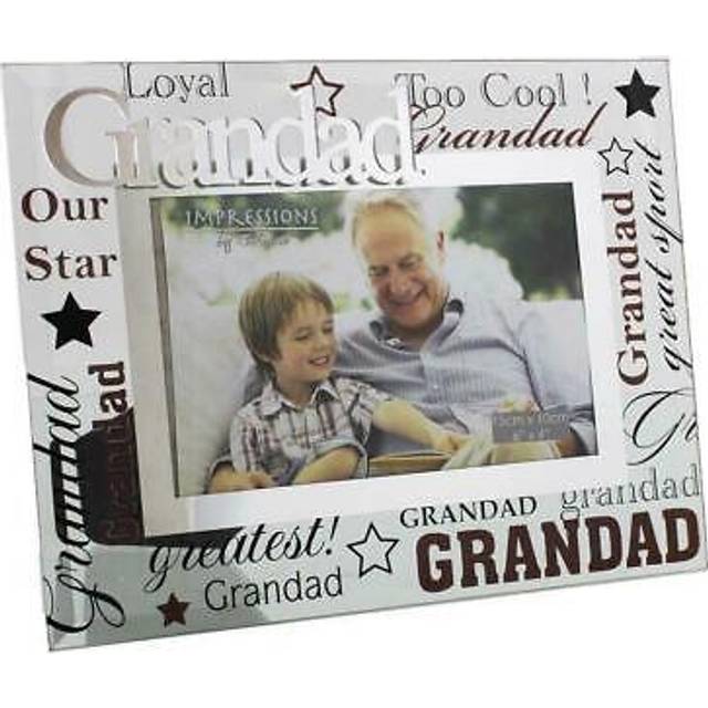 Glass 6 x 4 Photo Frame with Mirror Glass & Glitter Letters - Grandad