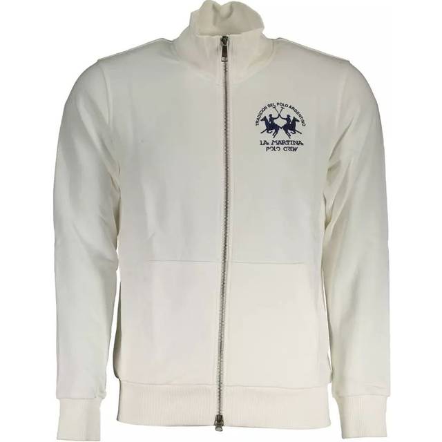 White Cotton Men Sweater - M