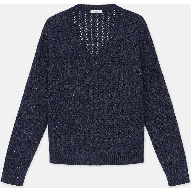 Lafayette 148 New York Cabled V-Neck Linen & Silk-Blend Sweater