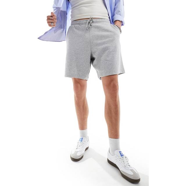 New Look Men's Grey Relaxed Fit Drawstring Jersey Shorts - L