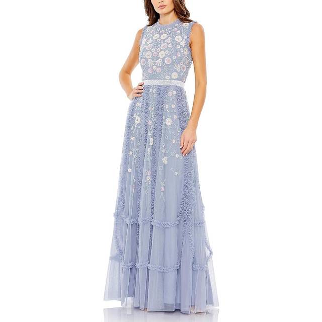 Mac Duggal Embellished High Neck Ruffled Gown