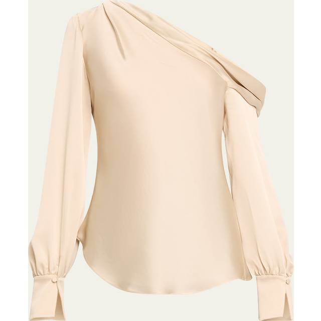 Alice Draped Satin One-Shoulder Top - CHAMPAGNE - Medium