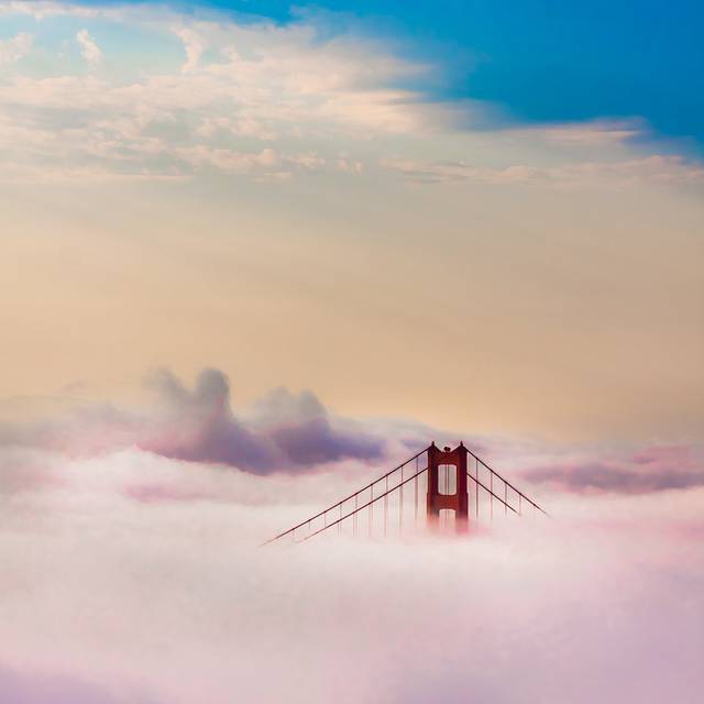 Golden Gate Bridge by Lorcel - Wrapped Canvas Photograph (30cm H x 30cm W)