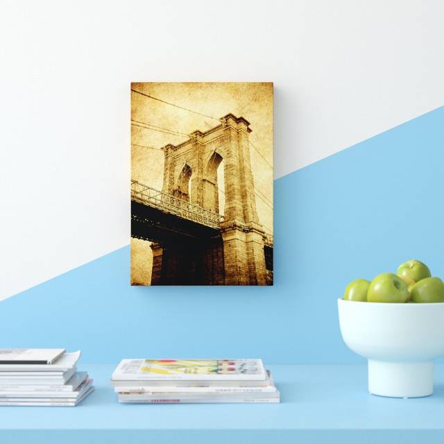 Brooklyn Bridge Retro - Wrapped Canvas Photograph Print (50.8 cm H x 35.6 cm W)