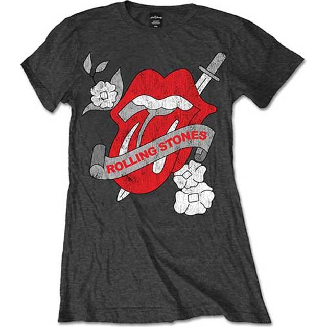 (M, Grey) The Rolling Stones Tongue Band Logo Skinny Fit T Shirt