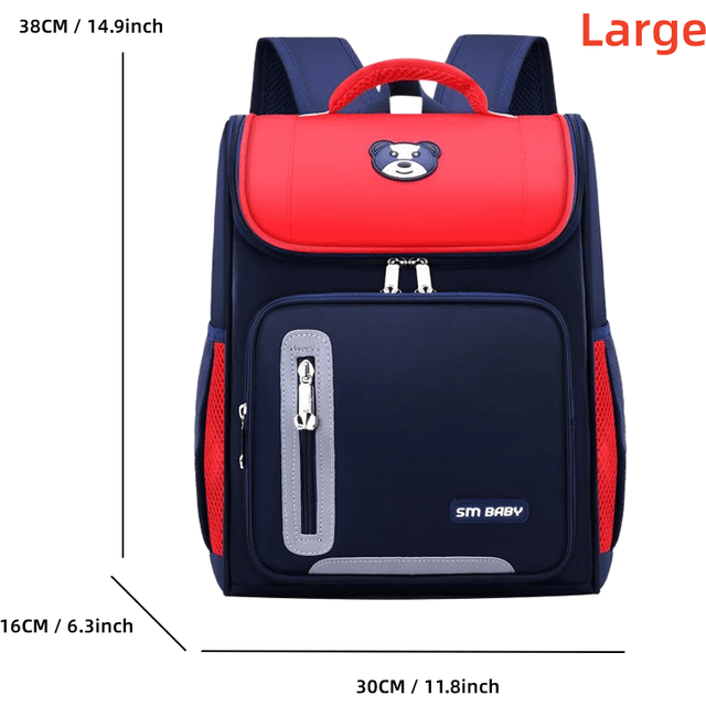 (Red, Large) Large Capacity Waterproof Backpack with Protective Spine for Kids - Perfect for School and Travel