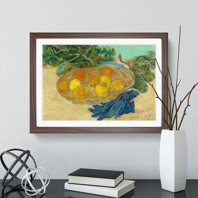 Still Life of Oranges and Lemons by Vincent Van Gogh - Picture Frame Painting - Walnut (27cm H x 36cm W x 2cm D)