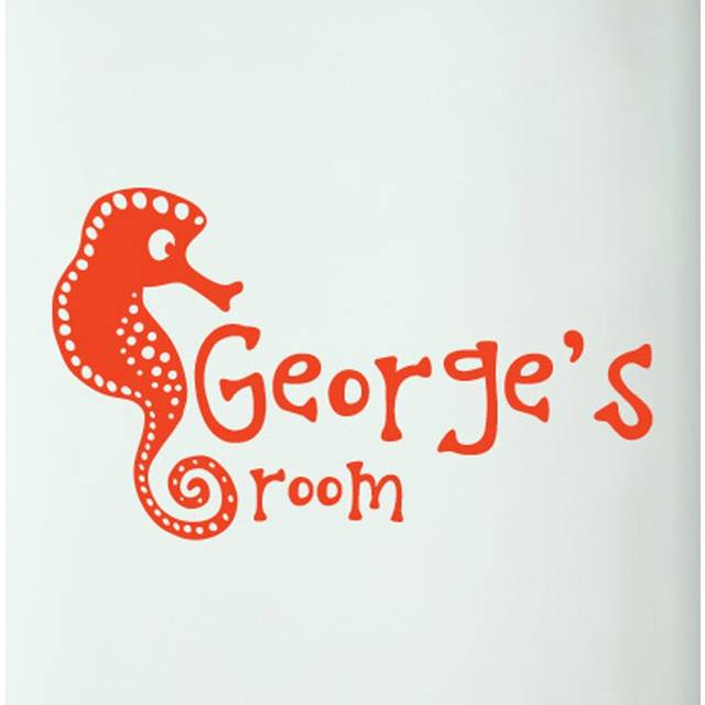 Personalised Seahorse Kids Door Room Wall Sticker - Orange (24cm H X 40cm W)