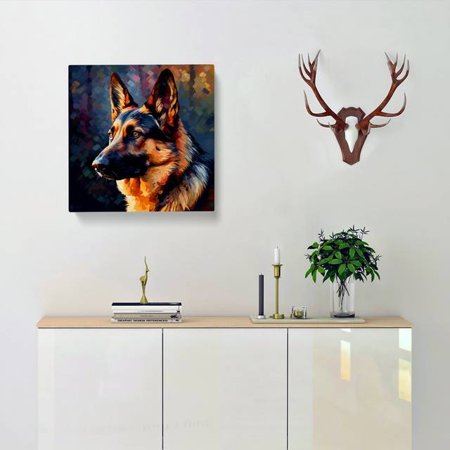 German Shepherd Post-Impressionism - No Frame Art Prints (35cm H x 35cm W x 3cm D)