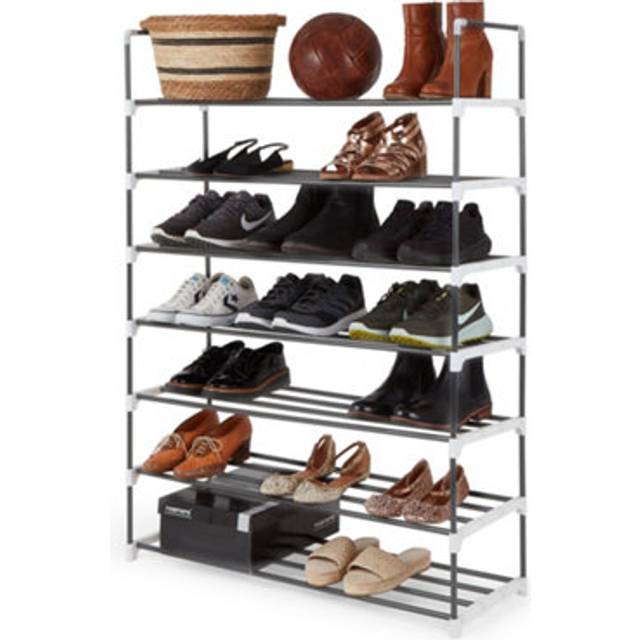 KEPLIN 7 Tier Metal Shoe Rack, Space Saving Slim Shoe Racks Storage, Trainer, Heavy Duty Tall Storage Stand, Organiser For Wardrobe