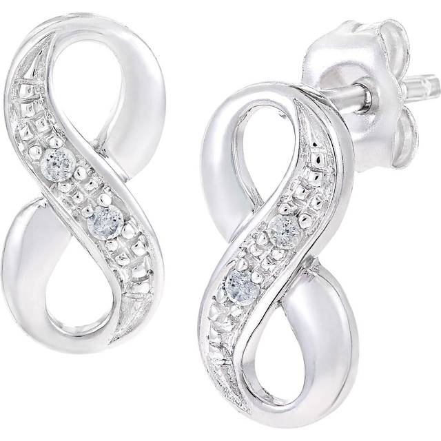 9ct white gold diamond 1.1cm height stud earrings infinity style by naava
