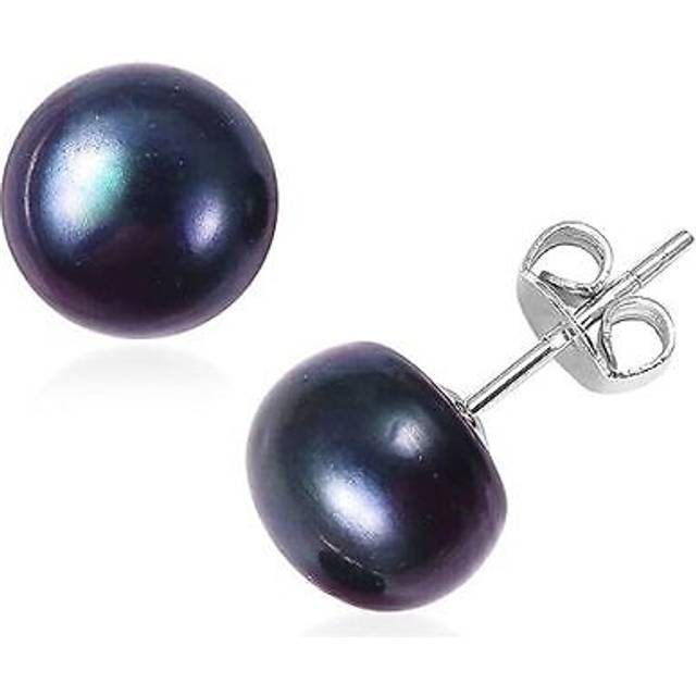 Tjc 925 sterling silver 7.56ct white pearl stud earrings with push back women