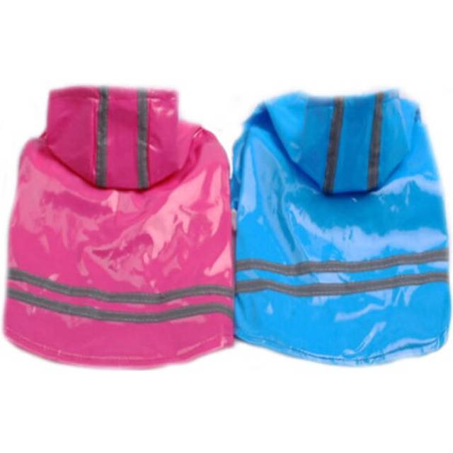 (Blue, L) PU Leather Night Safe Reflective Effect Waterproof Pet Rain Coat