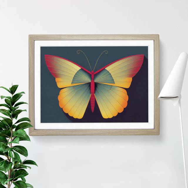 Handsome Butterfly - Picture Frame Graphic Art - Oak Framed (25cm H x 34cm W x 2cm D)