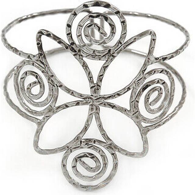 Egyptian style twirl upper arm, armlet bracelet in hammered antique silver