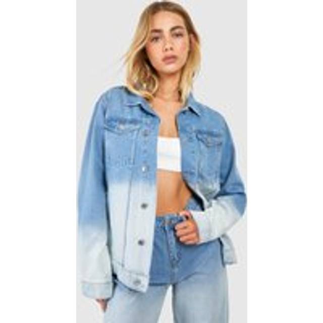 Womens Light Wash Ombre Denim Jacket - Blue - 6, Blue