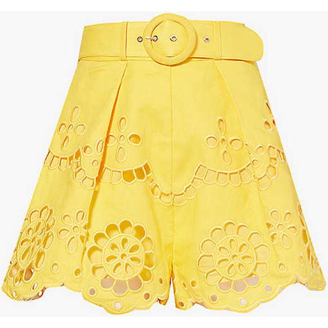 Zimmermann Womens Mango High-rise Embroidered Linen Shorts S - MANGO
