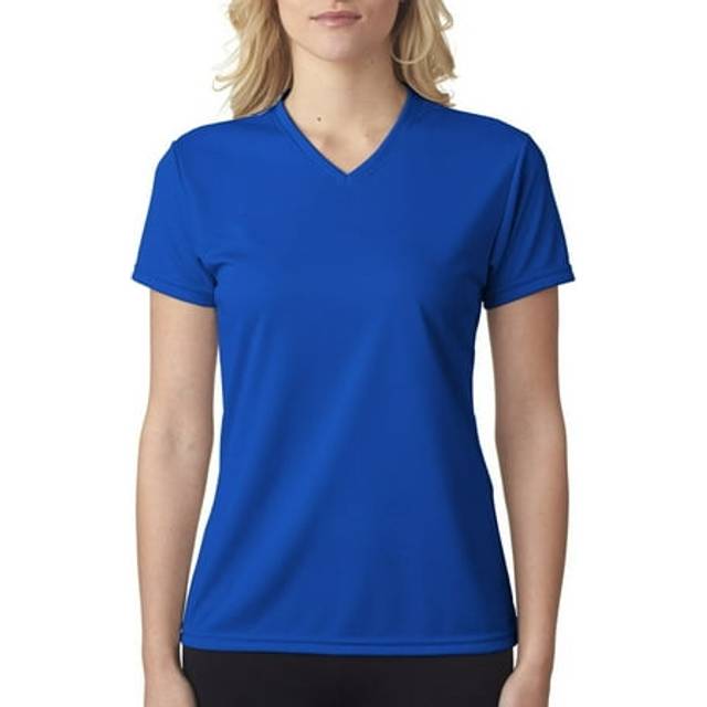 A4 Womens Short Sleeve v-neck Bird's Eye Mesh Tee  Medium  Royal
