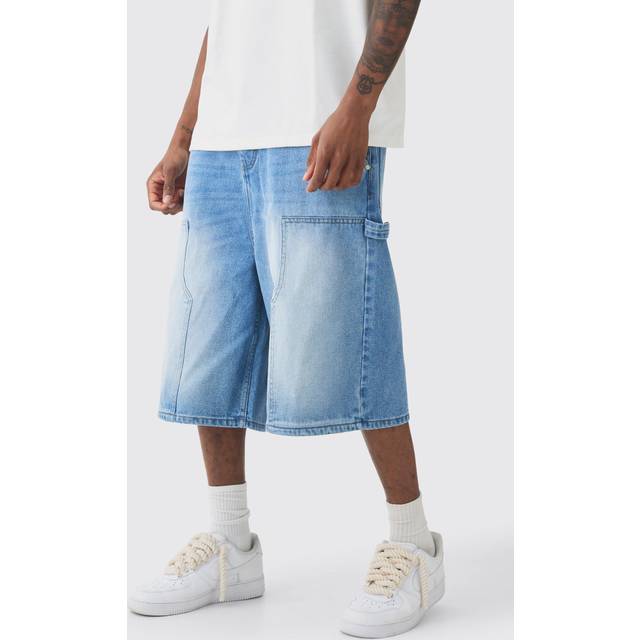 Tall Carpenter Detail Denim Jorts - Blue - 30