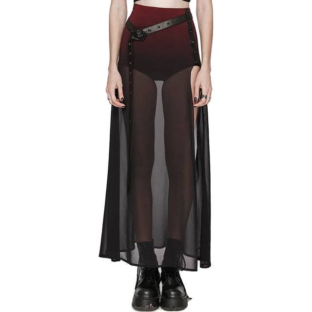Punk Rave Gothic Colour Gradient Split Chiffon Skirt With Belt Size: 4